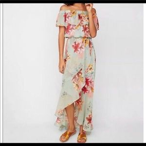 Express Midi Dress XS Mint Floral Pattern